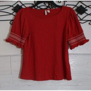 Cato Women's Knit Top Size S Red Short Sleeve Round Neck